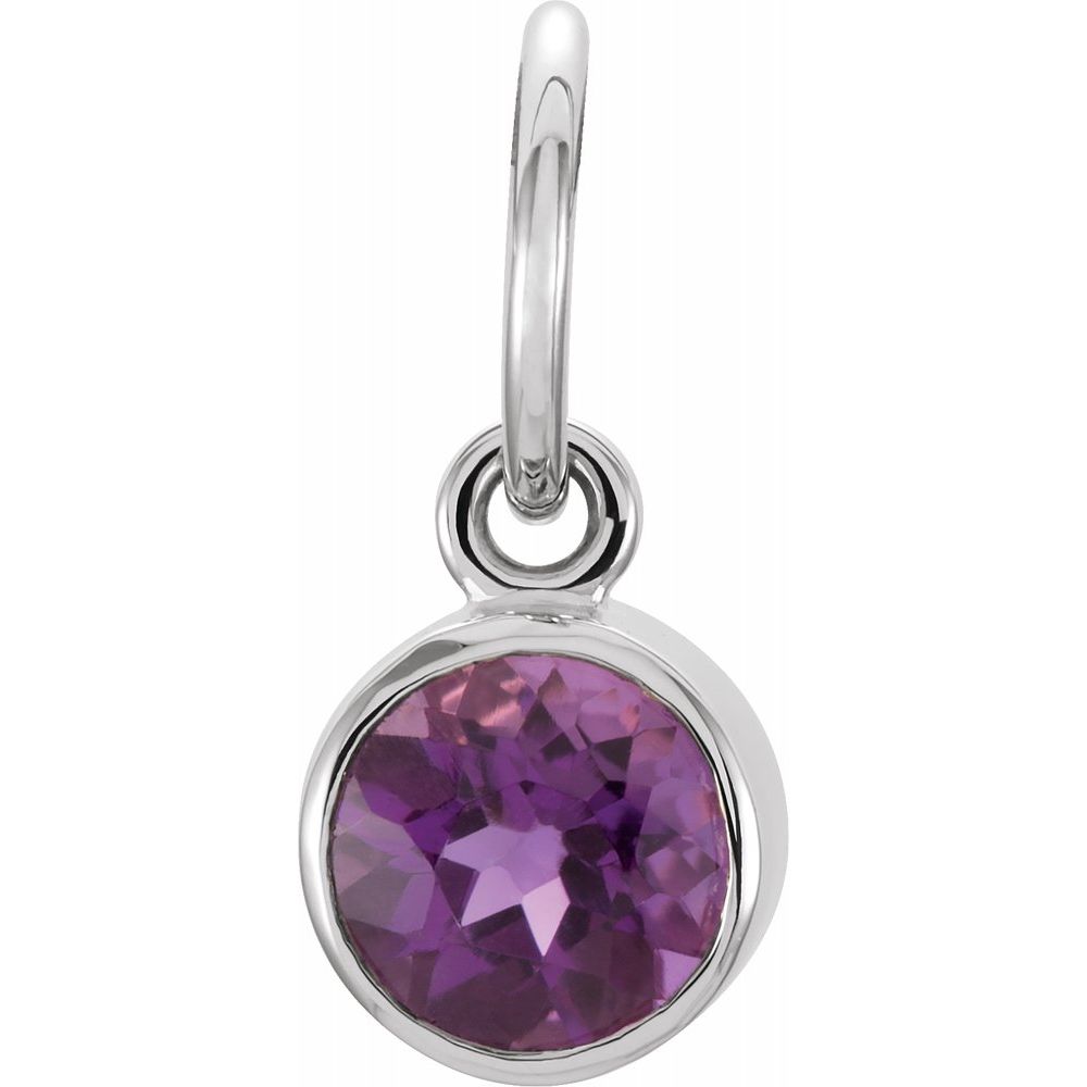 14k White Gold 4mm Imitation Amethyst Charm or Pendant Enhancer, Item P28007-CM by The Black Bow Jewelry Co.