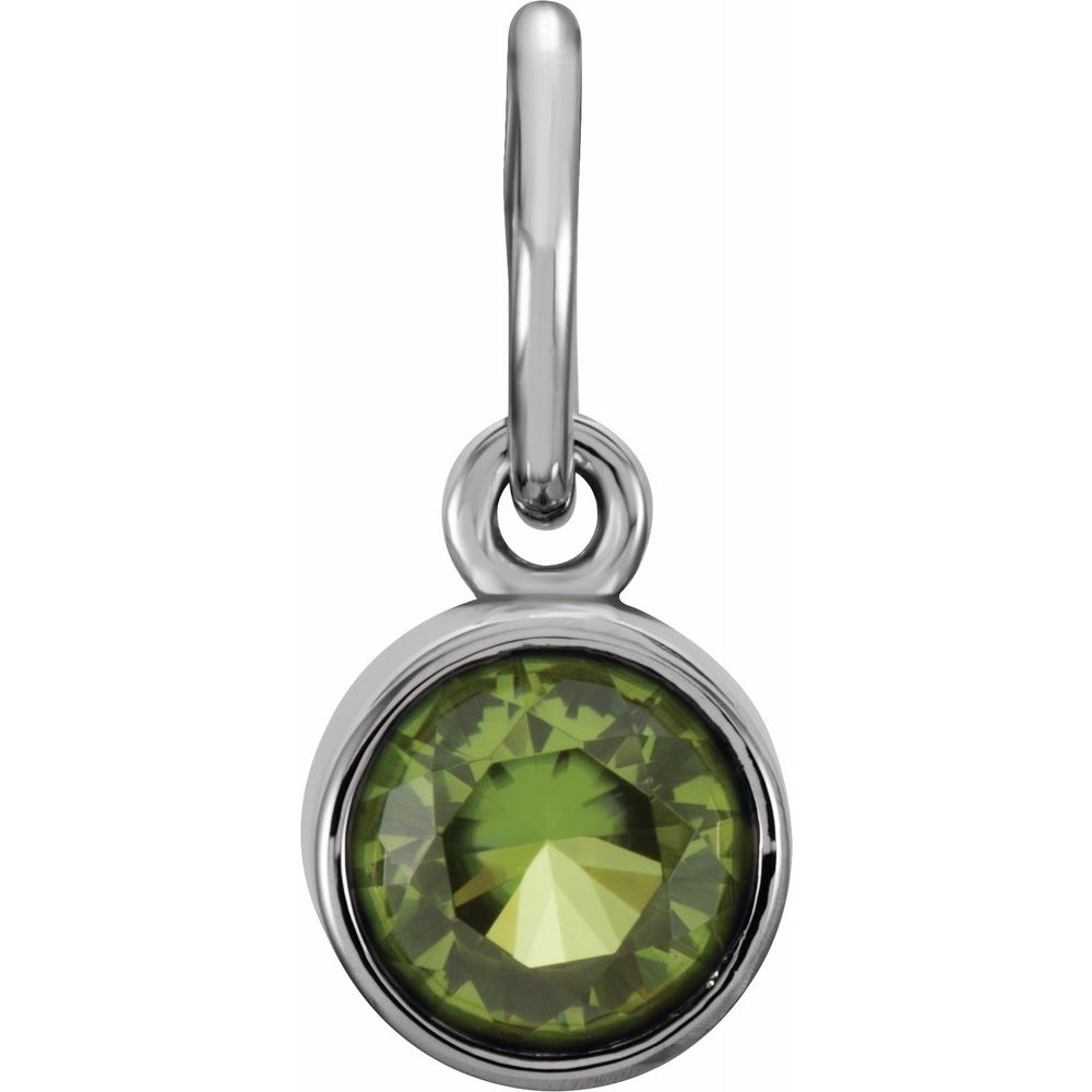 14k White Gold 4mm Imitation Peridot Charm or Pendant Enhancer, Item P28007-CP by The Black Bow Jewelry Co.