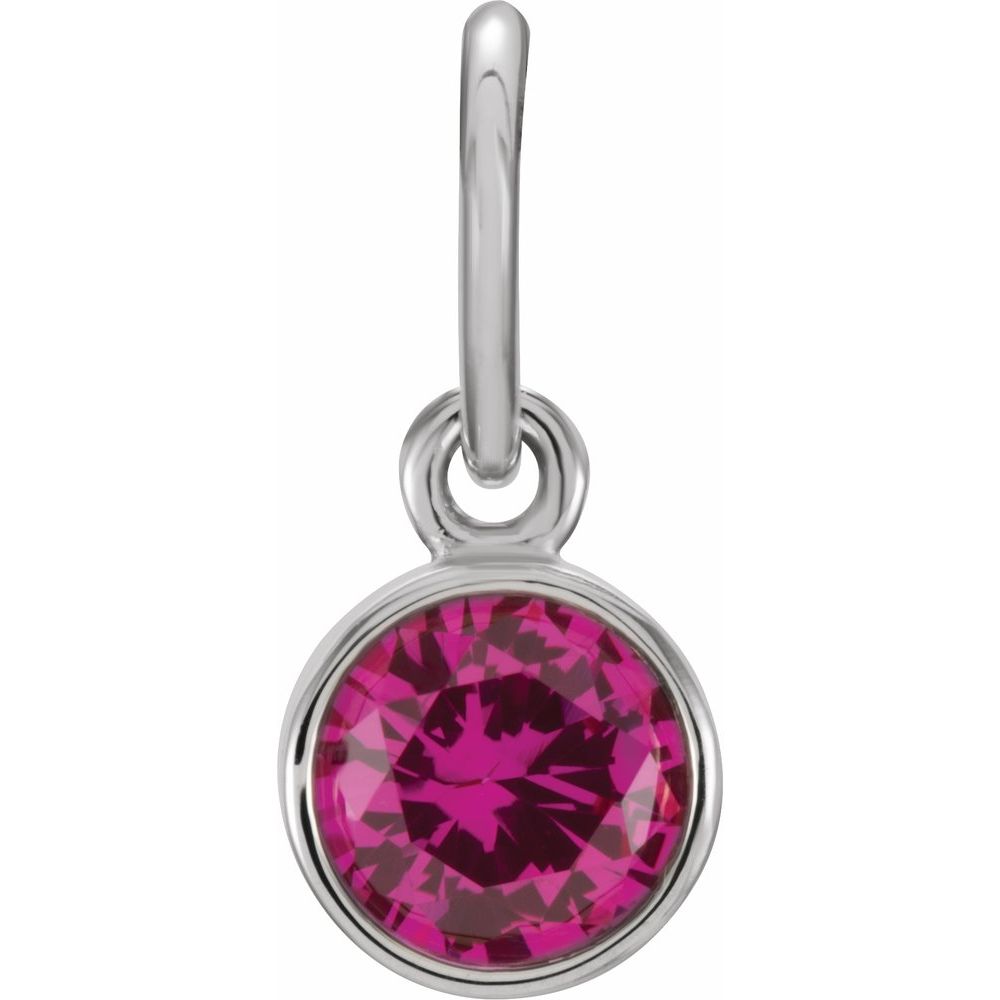 14k White Gold 4mm Imitation Ruby Charm or Pendant Enhancer, Item P28007-CR by The Black Bow Jewelry Co.
