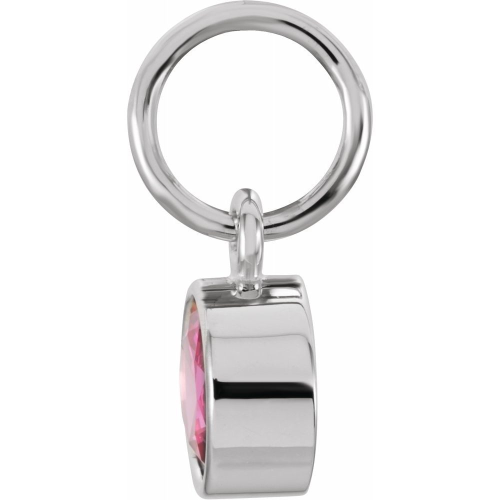 Alternate view of the 14k White Gold 4mm Imitation Pink Tourmaline Charm or Pendant Enhancer by The Black Bow Jewelry Co.
