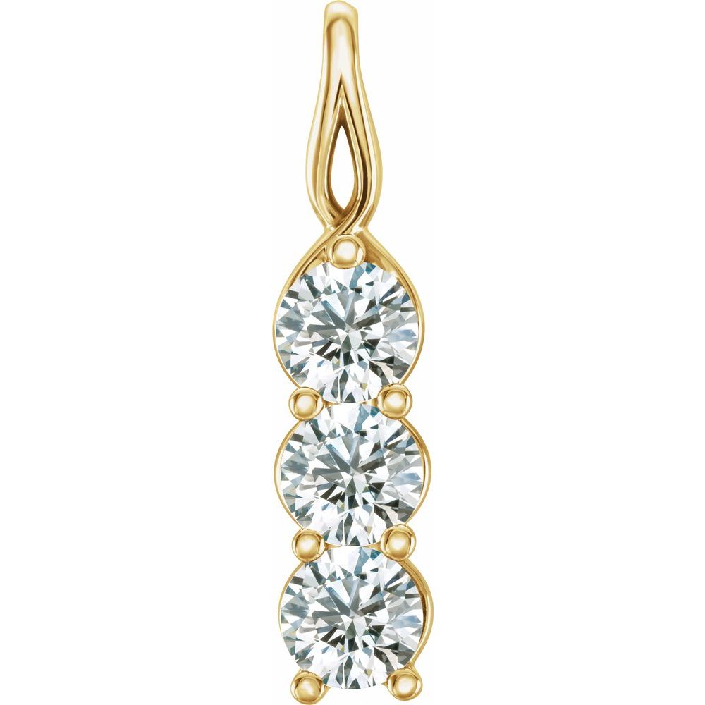 14k Yellow Gold Diamond 3-Stone Vertical Pendant, Item P28009 by The Black Bow Jewelry Co.