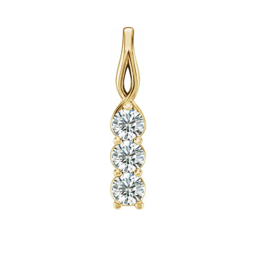 14k Yellow Gold 1/4 Ctw Diamond 3-Stone Vertical Pendant, Item P28009-25 by The Black Bow Jewelry Co.