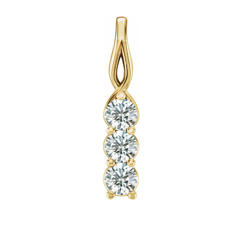 14k Yellow Gold 1/3 Ctw Diamond 3-Stone Vertical Pendant, Item P28009-33 by The Black Bow Jewelry Co.