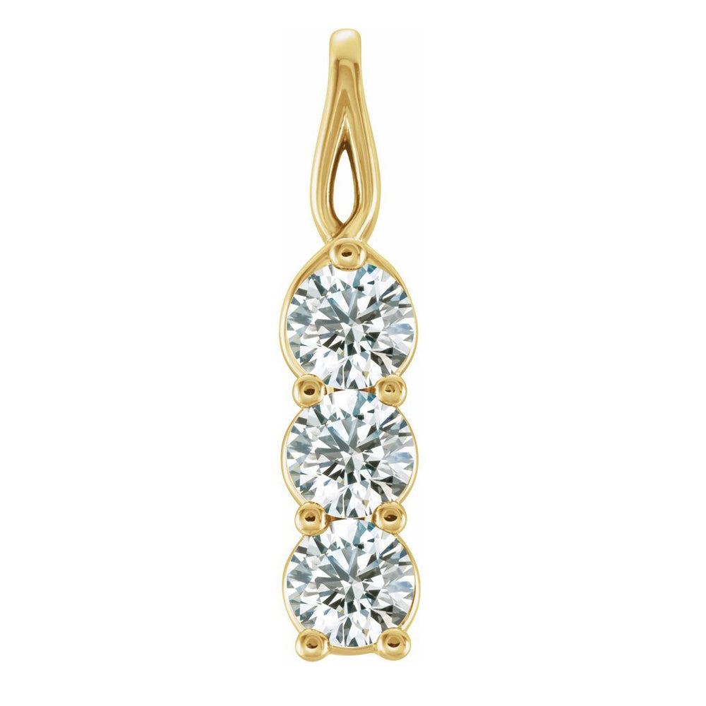 14k Yellow Gold 3/4 Ctw Diamond 3-Stone Vertical Pendant, Item P28009-75 by The Black Bow Jewelry Co.