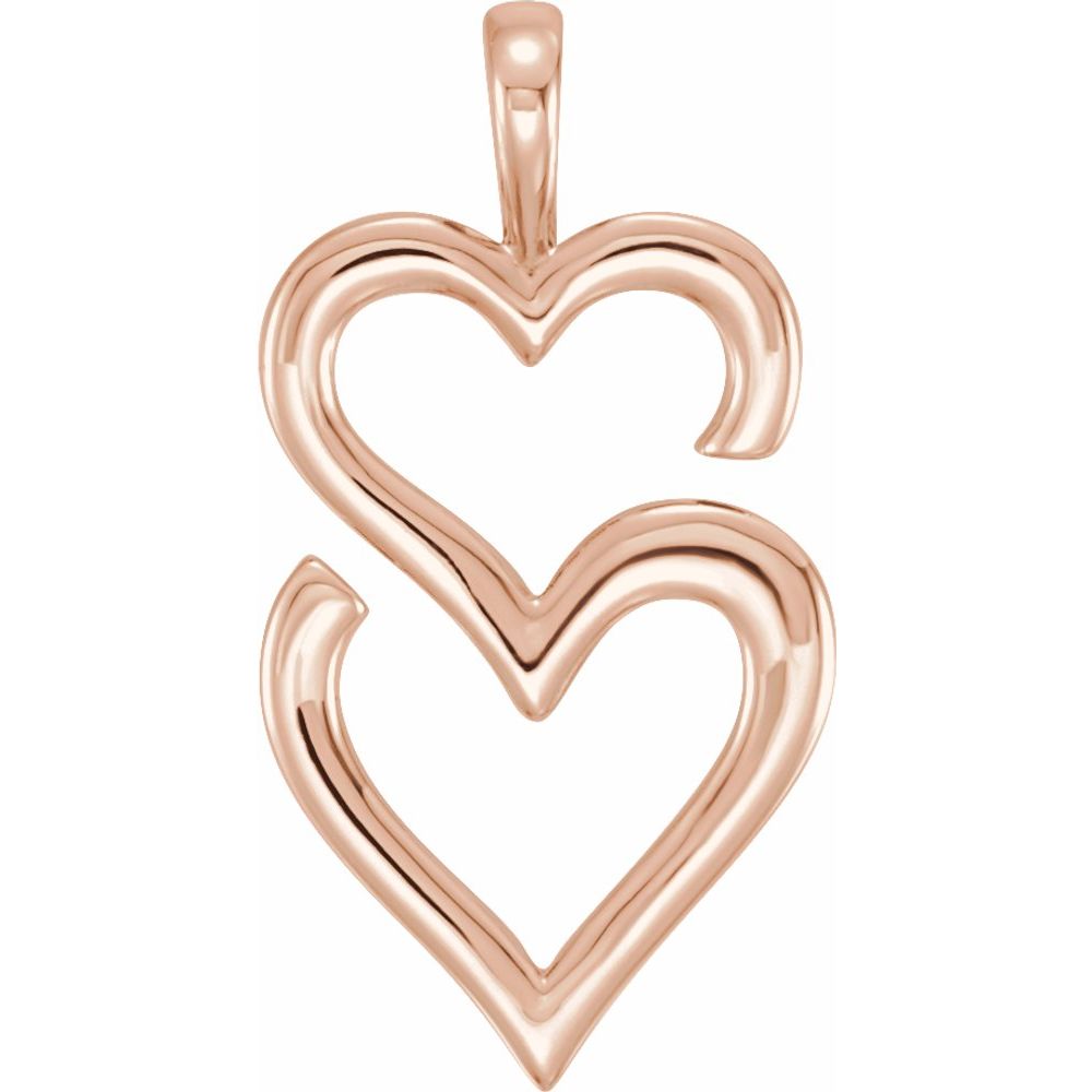 14k Yellow, White or Rose Gold Double Heart Pendant, 13 x 25mm, Item P28012 by The Black Bow Jewelry Co.