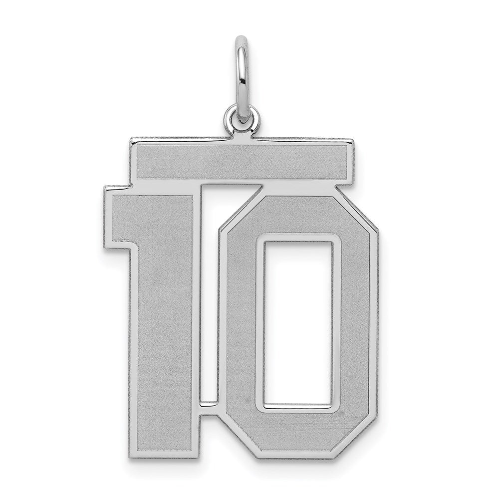 Sterling Silver, Jersey Collection, Large Number 10 Pendant, Item P28014-10 by The Black Bow Jewelry Co.