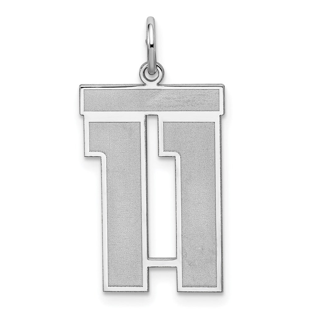 Sterling Silver, Jersey Collection, Large Number 11 Pendant, Item P28014-11 by The Black Bow Jewelry Co.
