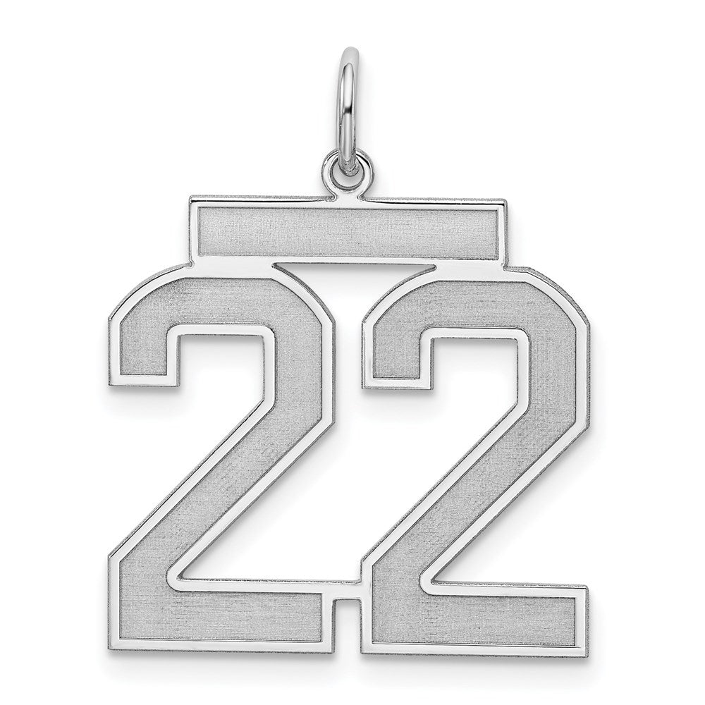 Sterling Silver, Jersey Collection, Large Number 22 Pendant, Item P28014-22 by The Black Bow Jewelry Co.