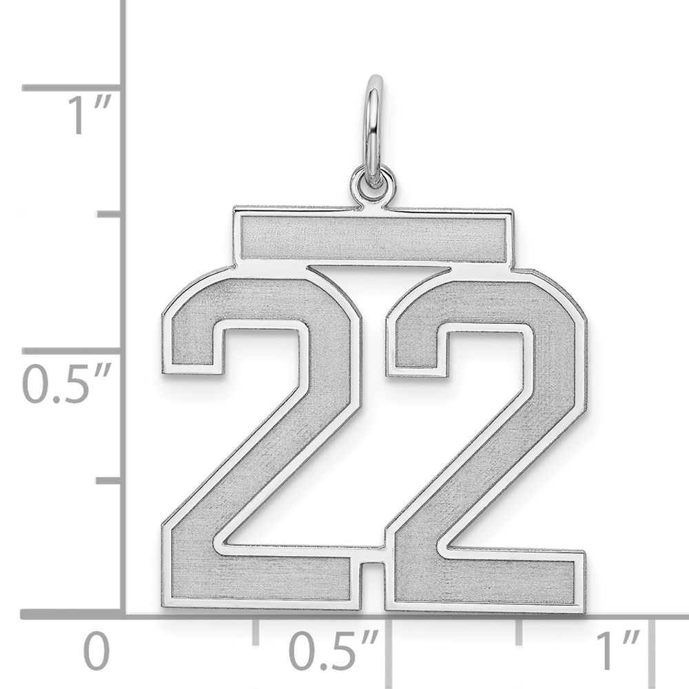 Alternate view of the Sterling Silver, Jersey Collection, Large Number 22 Pendant by The Black Bow Jewelry Co.