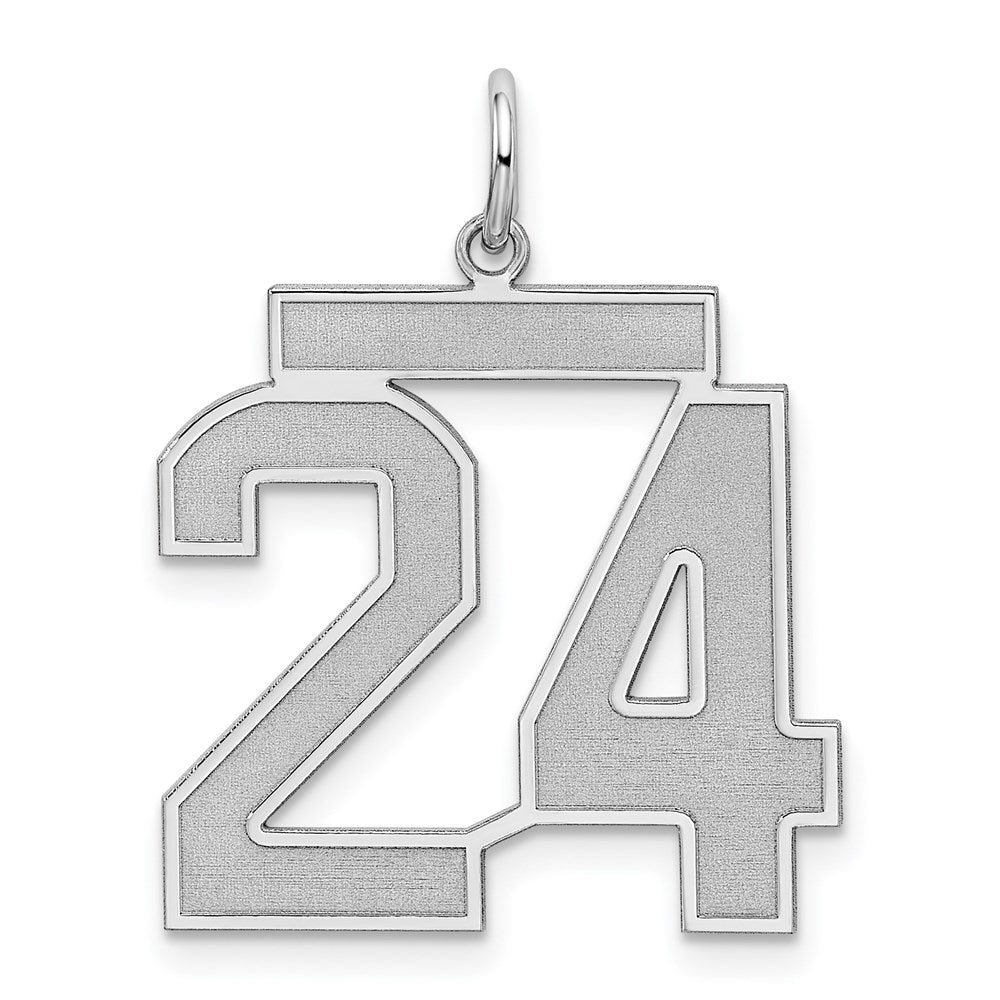 Sterling Silver, Jersey Collection, Large Number 24 Pendant, Item P28014-24 by The Black Bow Jewelry Co.