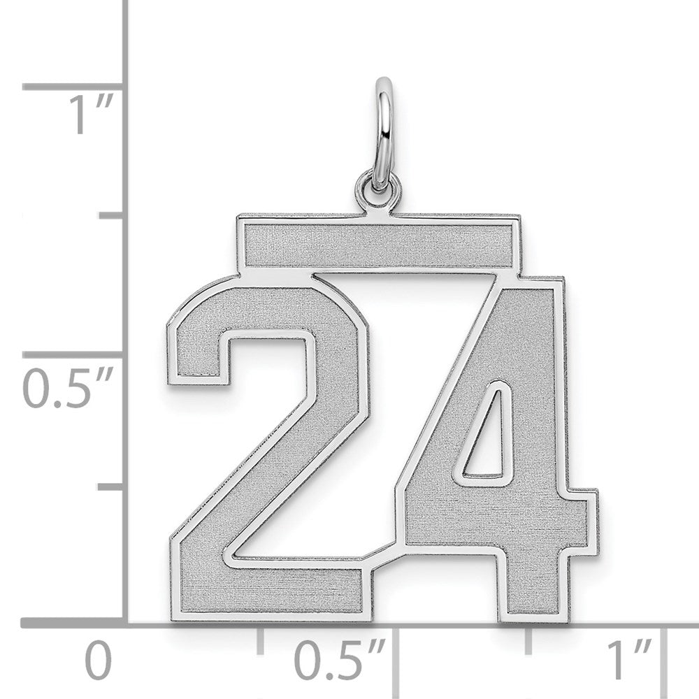 Alternate view of the Sterling Silver, Jersey Collection, Large Number 24 Pendant by The Black Bow Jewelry Co.