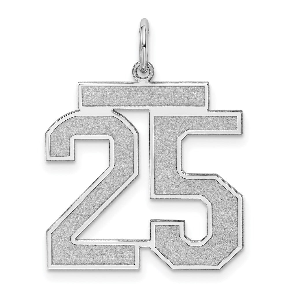 Sterling Silver, Jersey Collection, Large Number 25 Pendant, Item P28014-25 by The Black Bow Jewelry Co.