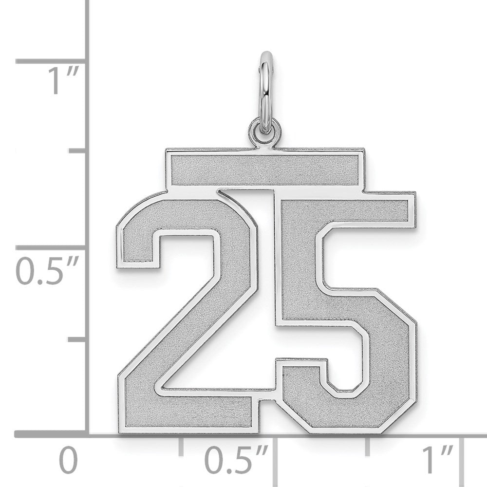 Alternate view of the Sterling Silver, Jersey Collection, Large Number 25 Pendant by The Black Bow Jewelry Co.