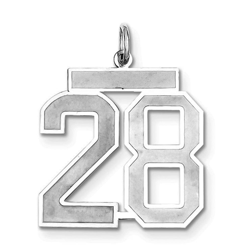 Sterling Silver, Jersey Collection, Large Number 28 Pendant, Item P28014-28 by The Black Bow Jewelry Co.