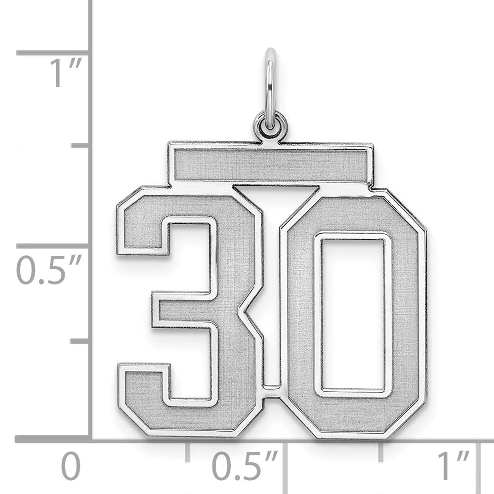 Alternate view of the Sterling Silver, Jersey Collection, Large Number 30 Pendant by The Black Bow Jewelry Co.