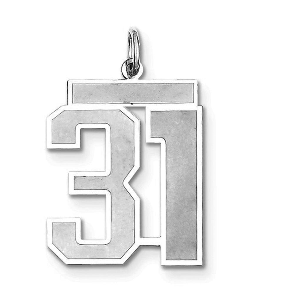 Sterling Silver, Jersey Collection, Large Number 31 Pendant, Item P28014-31 by The Black Bow Jewelry Co.