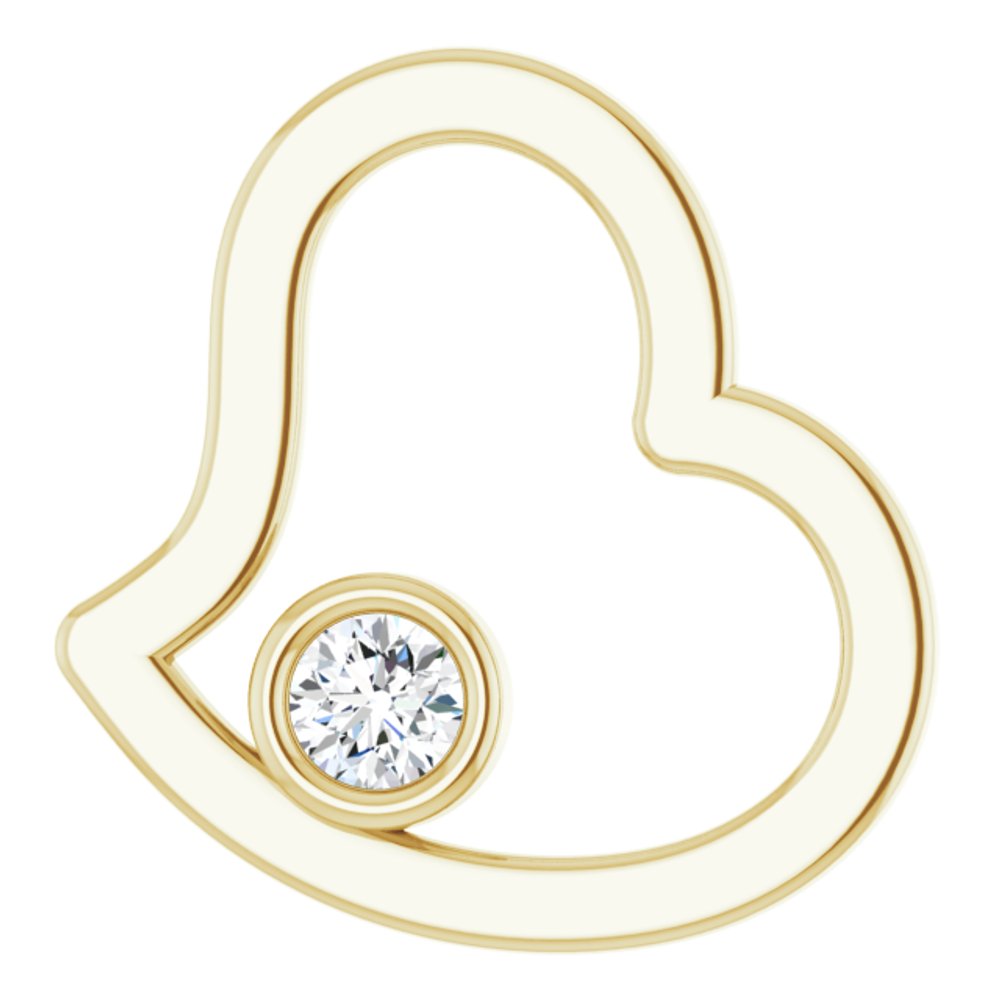 14K Yellow Gold 1/10 Ct Diamond Solitaire Heart Pendant, 15mm, Item P28015 by The Black Bow Jewelry Co.