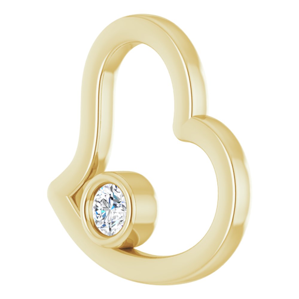 Alternate view of the 14K Yellow Gold 1/10 Ct Diamond Solitaire Heart Pendant, 15mm by The Black Bow Jewelry Co.