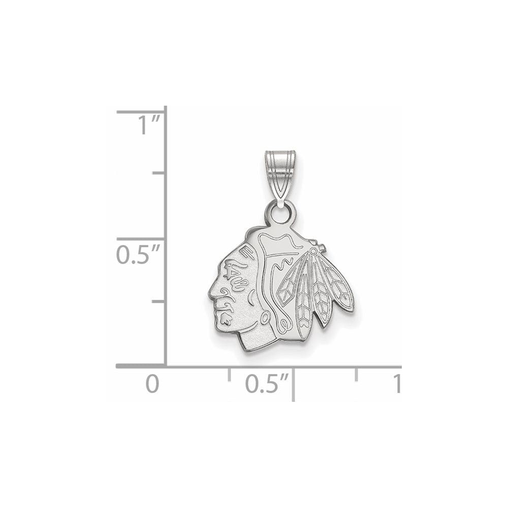 Alternate view of the 10k White Gold NHL Chicago Blackhawks Small Logo Pendant by The Black Bow Jewelry Co.