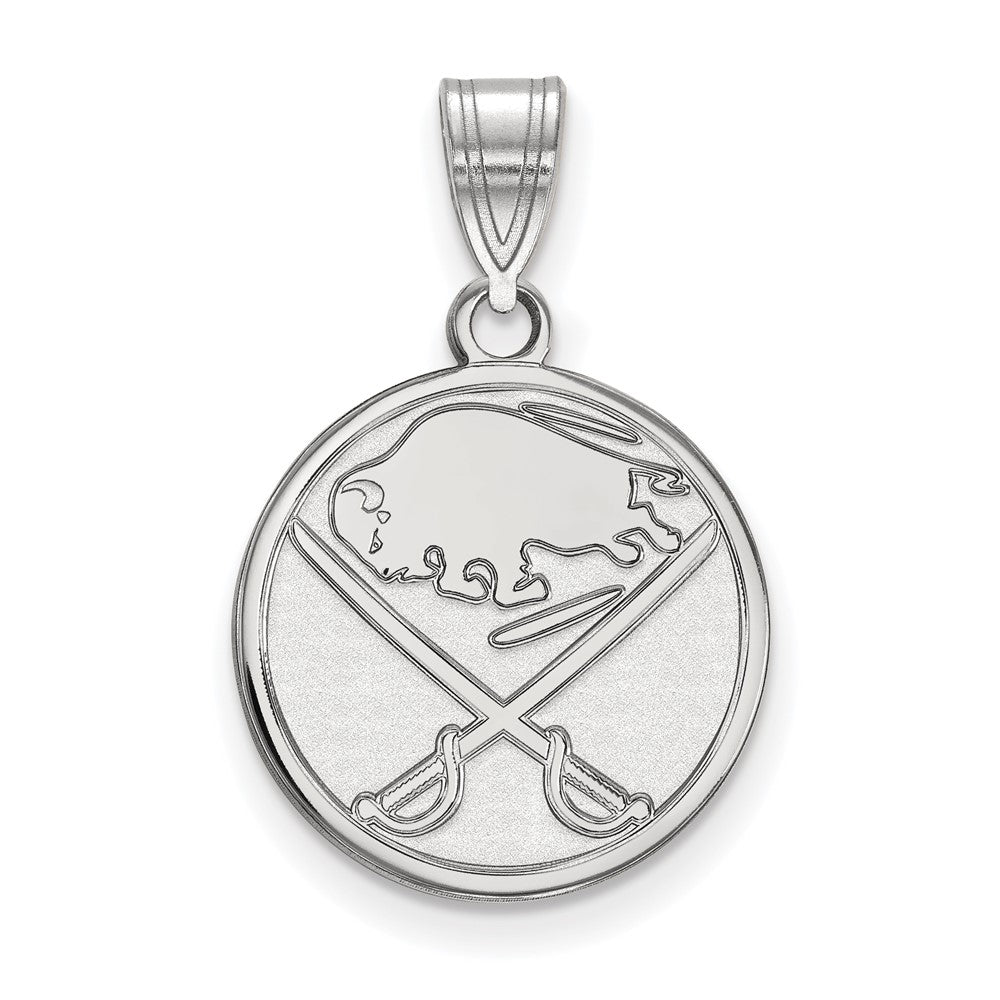 10k White Gold NHL Buffalo Sabres Medium Pendant, Item P29643 by The Black Bow Jewelry Co.