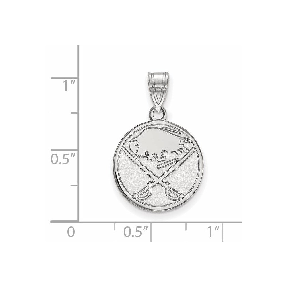 Alternate view of the 10k White Gold NHL Buffalo Sabres Medium Pendant by The Black Bow Jewelry Co.