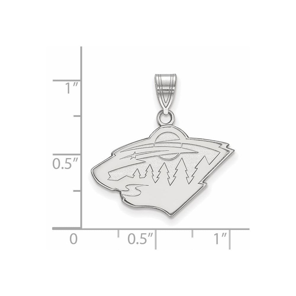 Alternate view of the 10k White Gold NHL Minnesota Wild Medium Pendant by The Black Bow Jewelry Co.