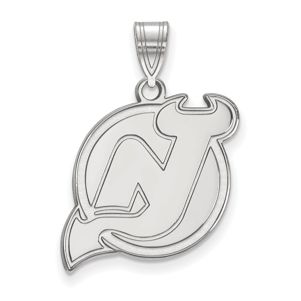 10k White Gold NHL New Jersey Devils Large Pendant, Item P29658 by The Black Bow Jewelry Co.