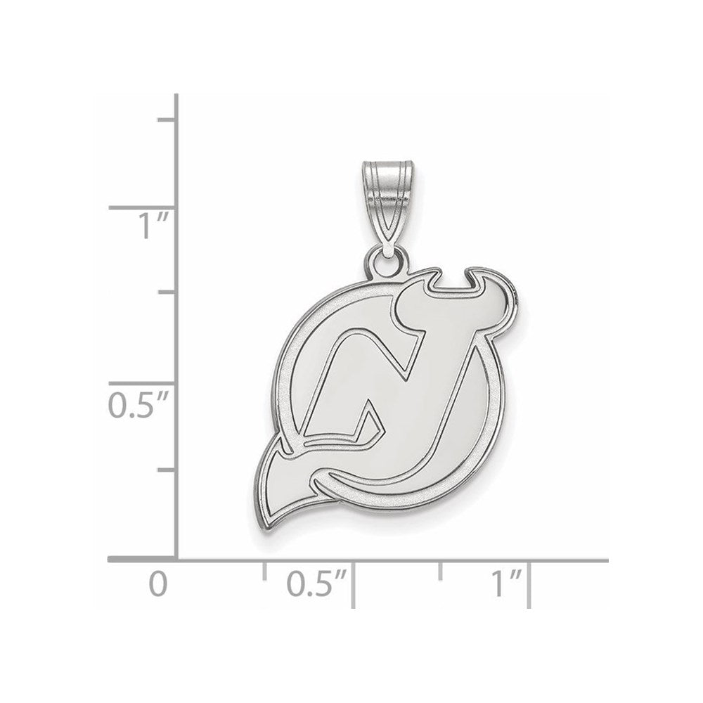 Alternate view of the 10k White Gold NHL New Jersey Devils Large Pendant by The Black Bow Jewelry Co.