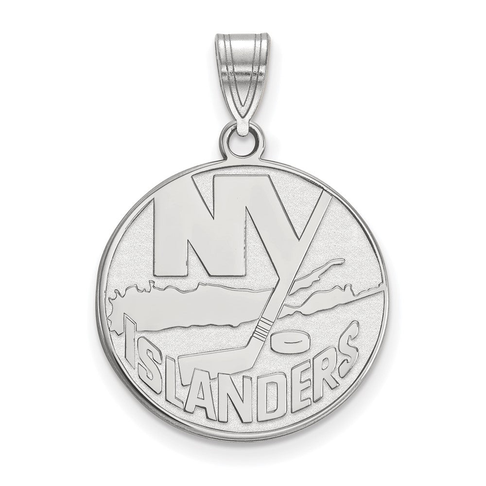 10k White Gold NHL New York Islanders Large Disc Pendant, Item P29661 by The Black Bow Jewelry Co.