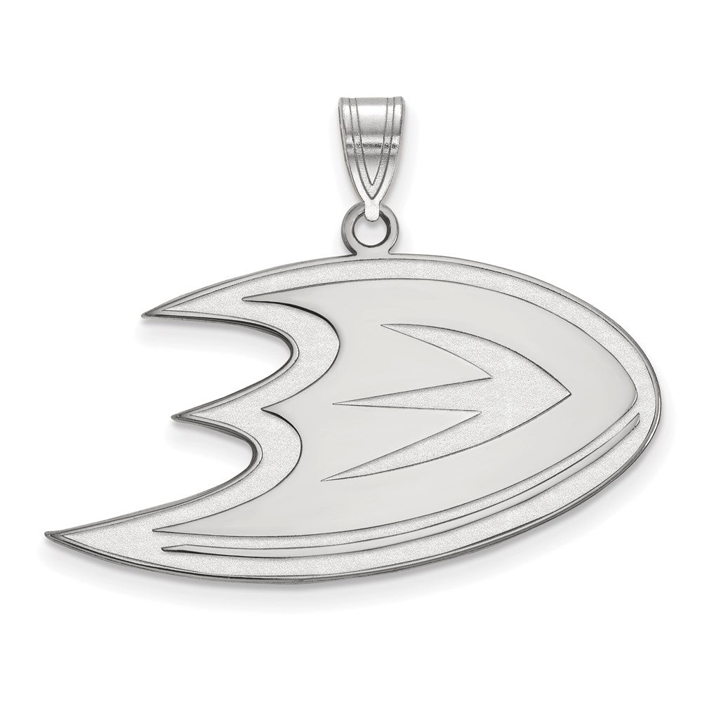 10k White Gold NHL Anaheim Ducks Large Pendant, Item P29664 by The Black Bow Jewelry Co.