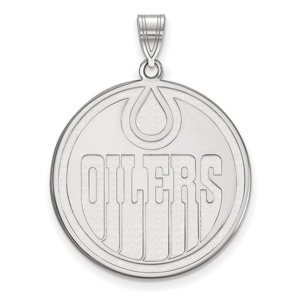 10k White Gold NHL Edmonton Oilers XL Disc Pendant, Item P29674 by The Black Bow Jewelry Co.