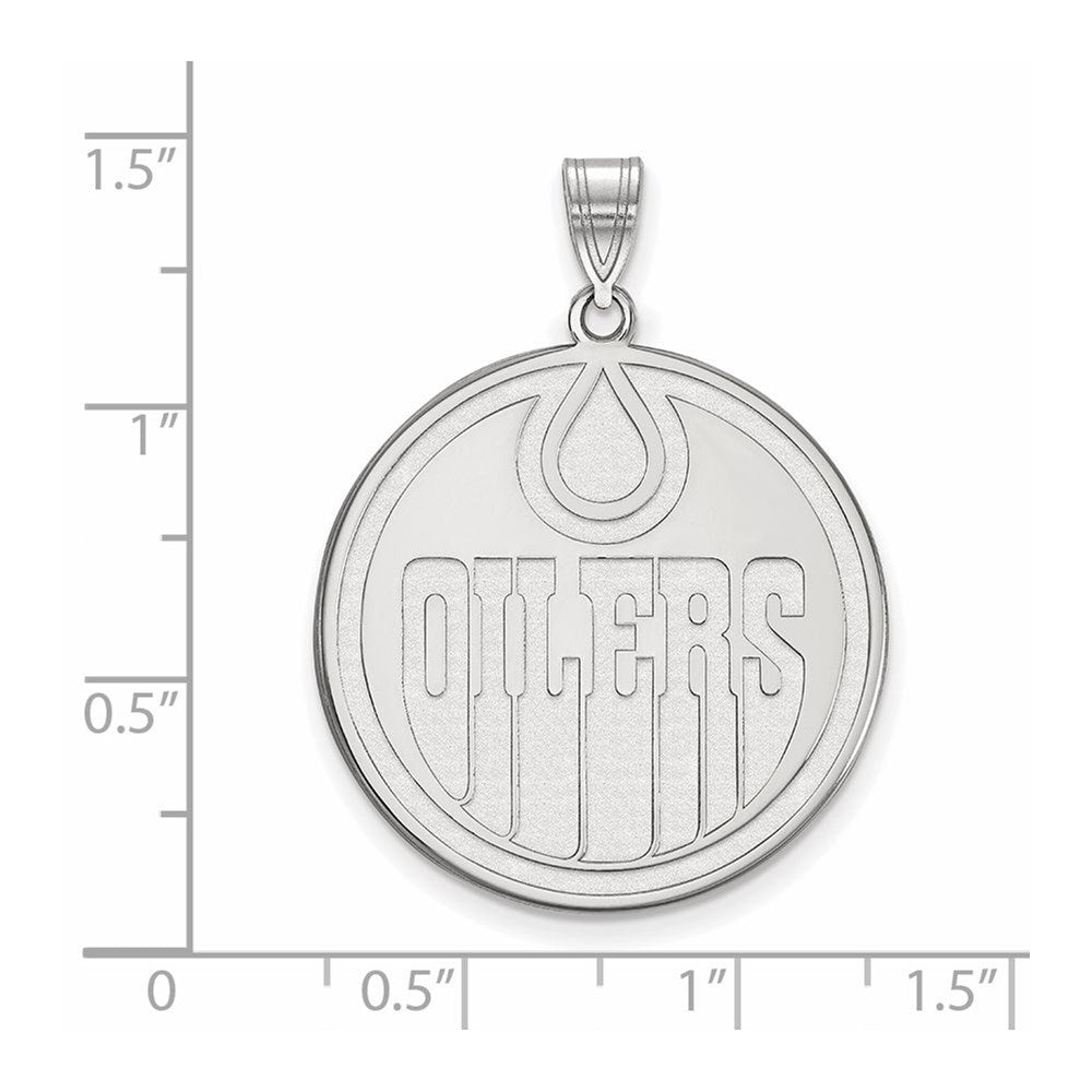 Alternate view of the 10k White Gold NHL Edmonton Oilers XL Disc Pendant by The Black Bow Jewelry Co.