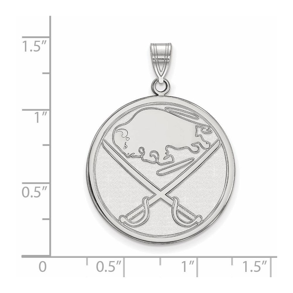 Alternate view of the 10k White Gold NHL Buffalo Sabres XL Disc Pendant by The Black Bow Jewelry Co.