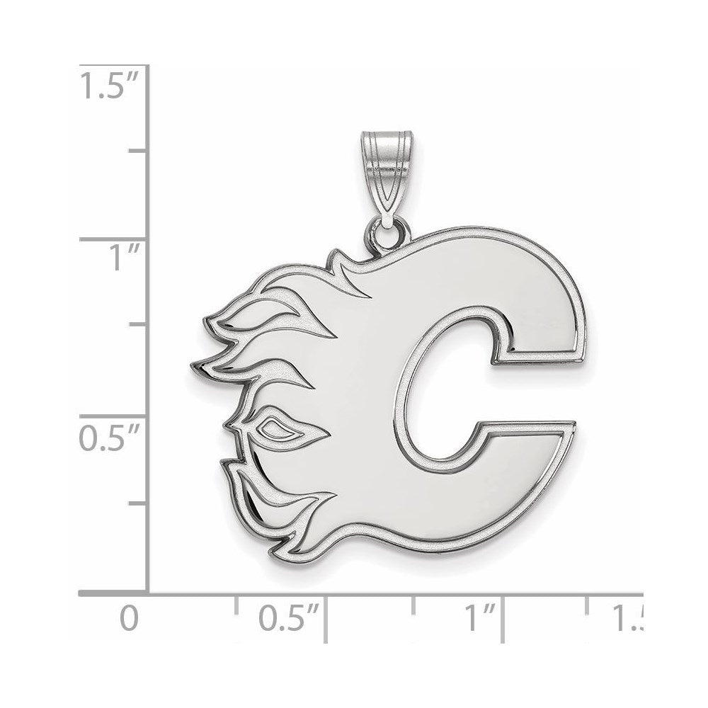 Alternate view of the 10k White Gold NHL Calgary Flames XL Pendant by The Black Bow Jewelry Co.