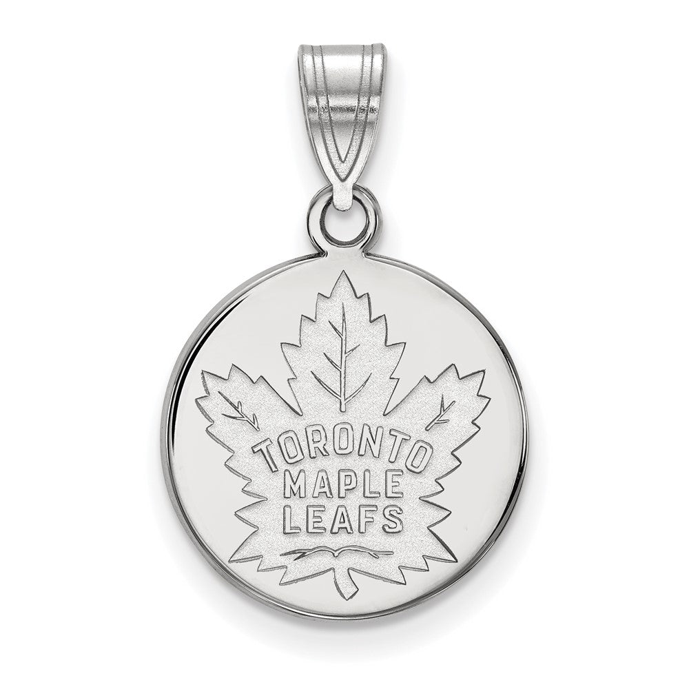 10k White Gold NHL Toronto Maple Leafs Medium Disc Pendant, Item P29680 by The Black Bow Jewelry Co.