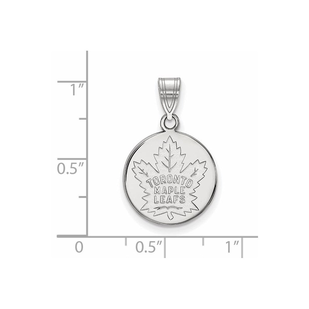 Alternate view of the 10k White Gold NHL Toronto Maple Leafs Medium Disc Pendant by The Black Bow Jewelry Co.