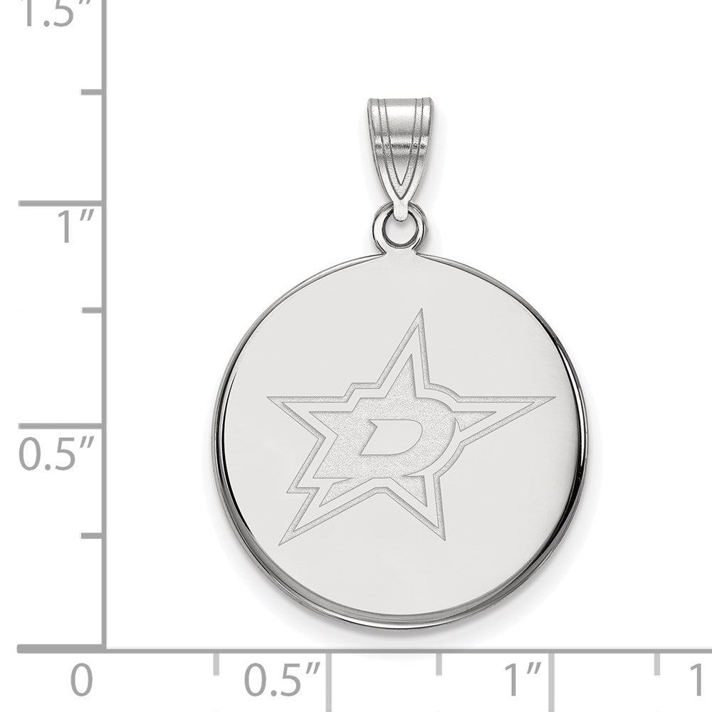 Alternate view of the 10k White Gold NHL Dallas Stars Large Disc Pendant by The Black Bow Jewelry Co.