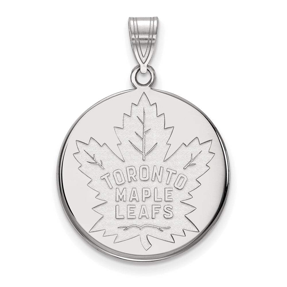 10k White Gold NHL Toronto Maple Leafs Large Disc Pendant, Item P29684 by The Black Bow Jewelry Co.