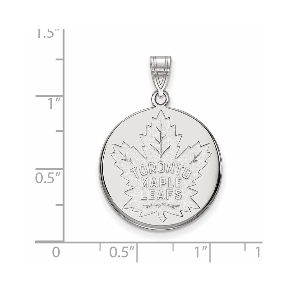 Alternate view of the 10k White Gold NHL Toronto Maple Leafs Large Disc Pendant by The Black Bow Jewelry Co.