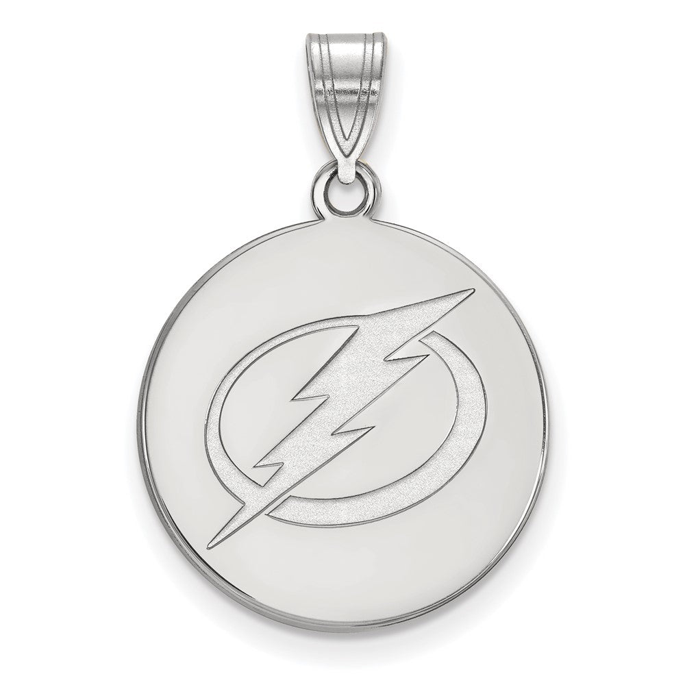 10k White Gold NHL Tampa Bay Lightning Large Disc Pendant, Item P29686 by The Black Bow Jewelry Co.