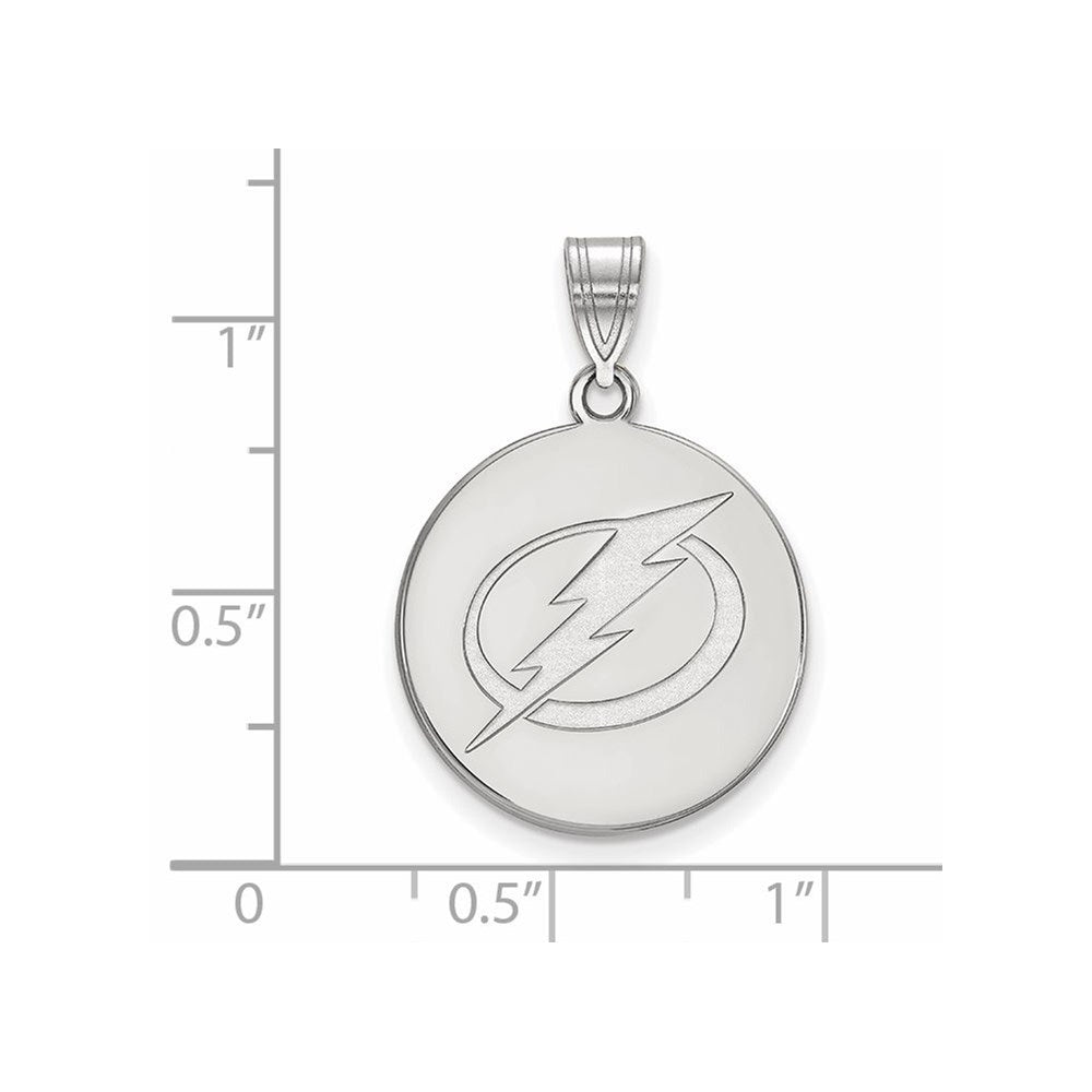 Alternate view of the 10k White Gold NHL Tampa Bay Lightning Large Disc Pendant by The Black Bow Jewelry Co.
