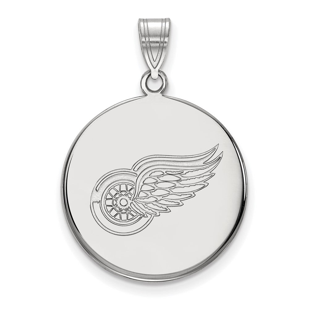 10k White Gold NHL Detroit Red Wings Large Disc Pendant, Item P29688 by The Black Bow Jewelry Co.