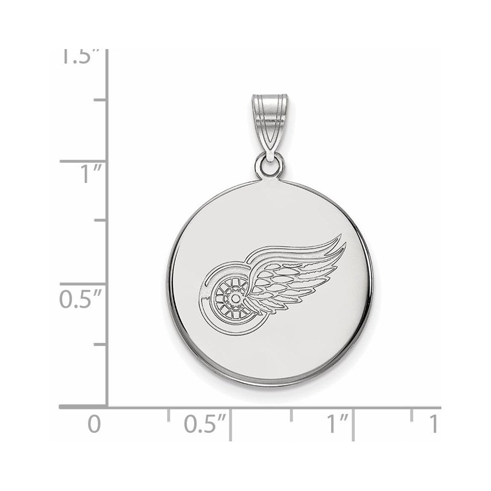 Alternate view of the 10k White Gold NHL Detroit Red Wings Large Disc Pendant by The Black Bow Jewelry Co.