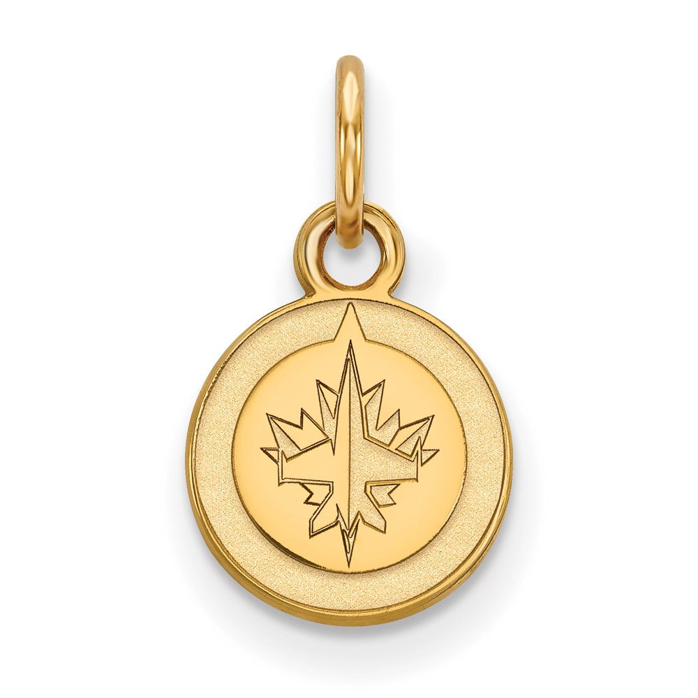 10k Yellow Gold NHL Winnipeg Jets XS (Tiny) Disc Charm or Pendant, Item P29699 by The Black Bow Jewelry Co.