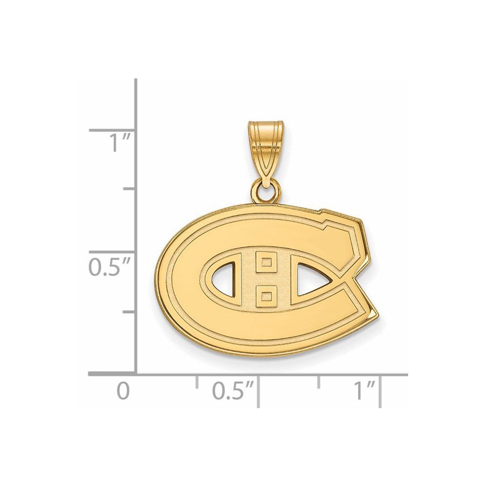 Alternate view of the 10k Yellow Gold NHL Montreal Canadiens Medium Pendant by The Black Bow Jewelry Co.