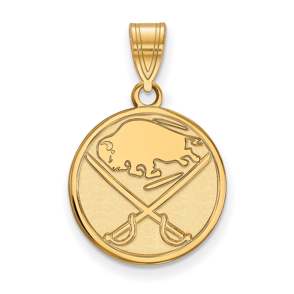 10k Yellow Gold NHL Buffalo Sabres Medium Disc Pendant, Item P29757 by The Black Bow Jewelry Co.