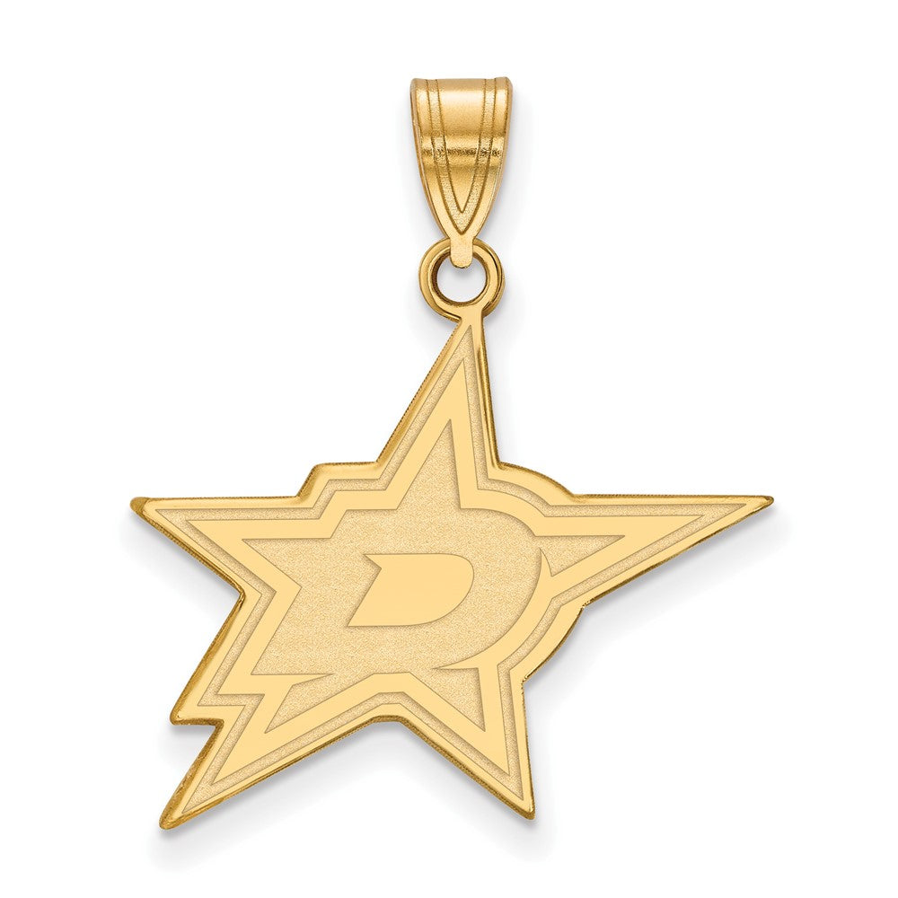 10k Yellow Gold NHL Dallas Stars Large Pendant, Item P29767 by The Black Bow Jewelry Co.