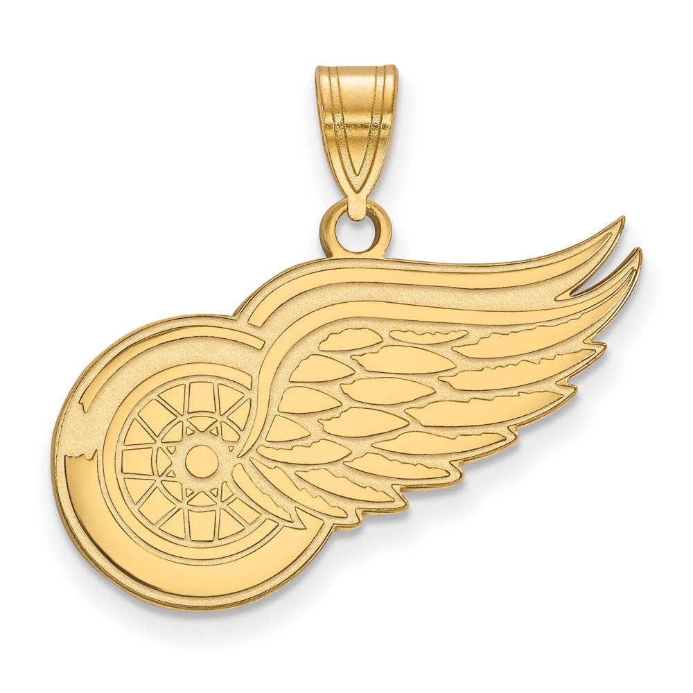 10k Yellow Gold NHL Detroit Red Wings Large Pendant, Item P29781 by The Black Bow Jewelry Co.