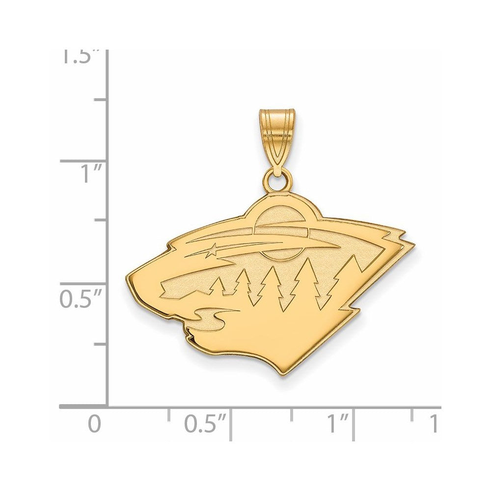 Alternate view of the 10k Yellow Gold NHL Minnesota Wild Large Pendant by The Black Bow Jewelry Co.