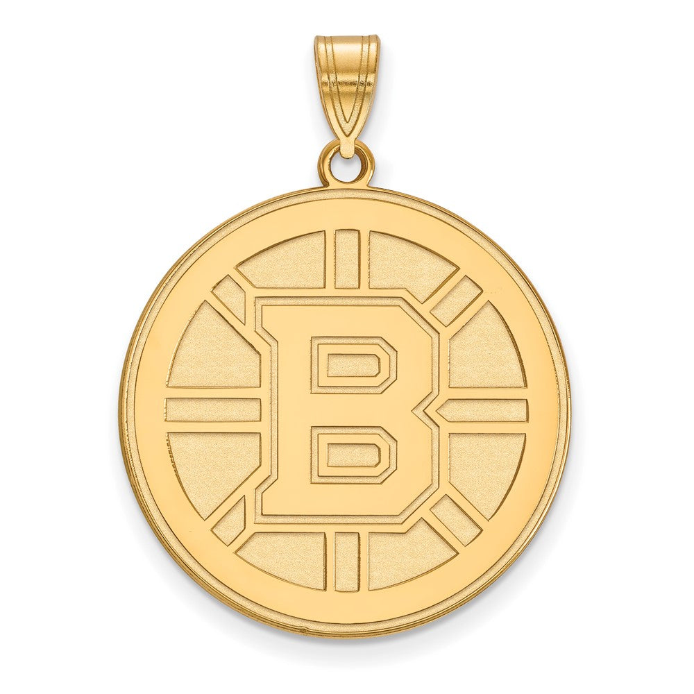 10k Yellow Gold NHL Boston Bruins XL Disc Pendant, Item P29785 by The Black Bow Jewelry Co.